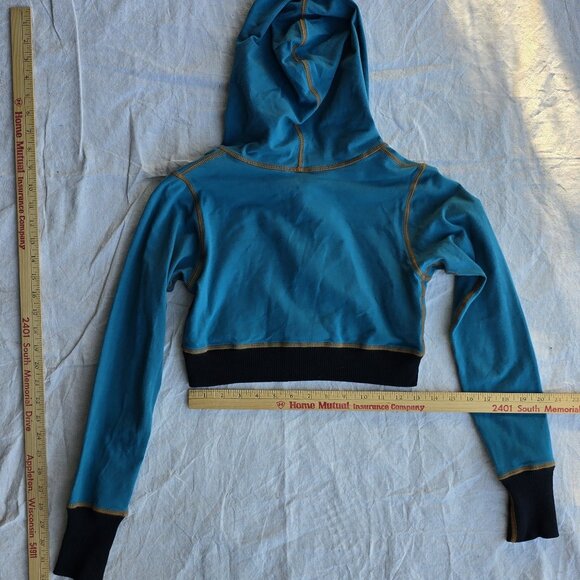 *RARE* Vintage Melodia Designs Teal Miniskirt Pants and Crop Hoodie Small S33 - Picture 14 of 15